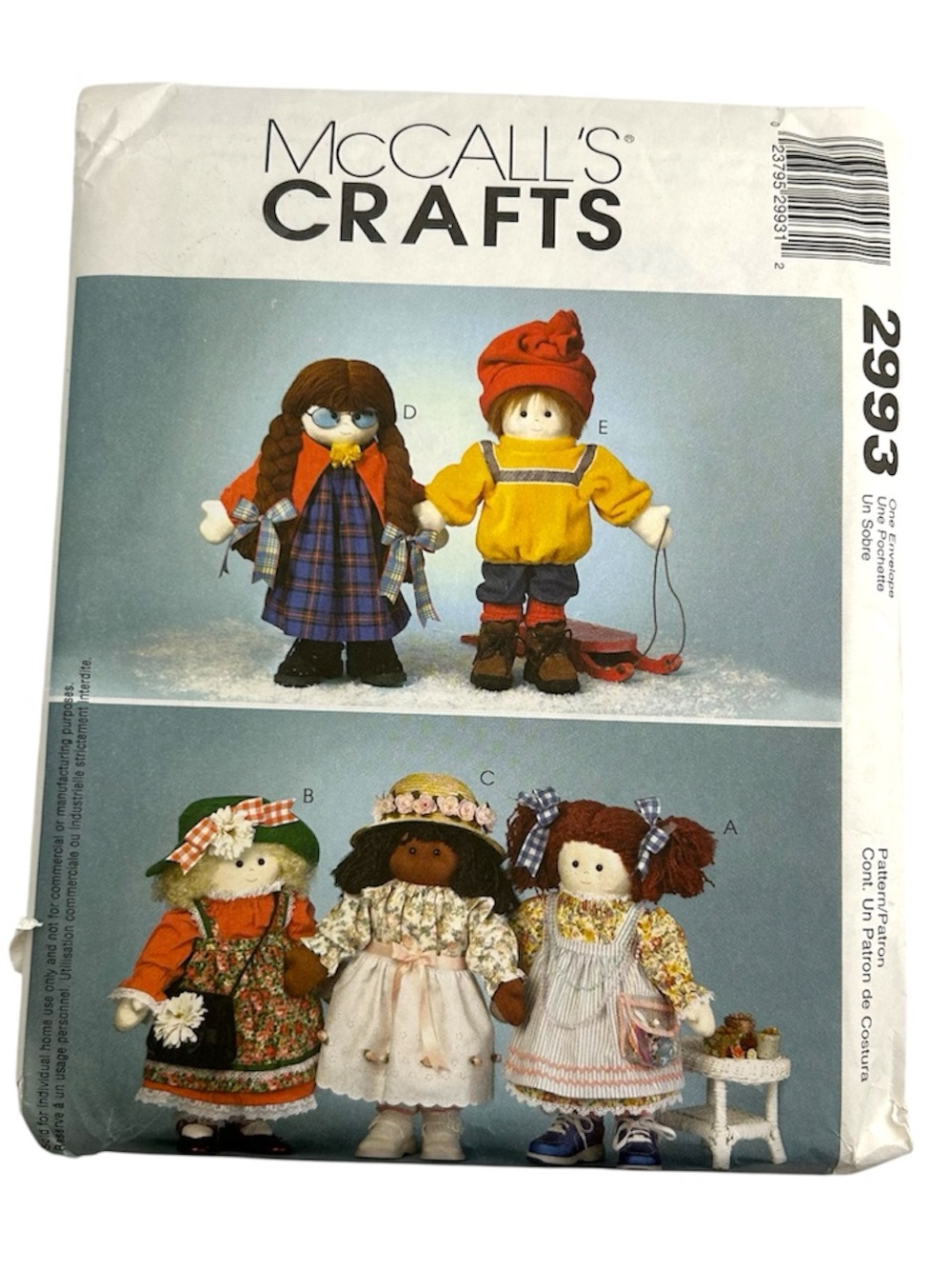 🪡 McCall’s Crafts Sewing Pattern 22’’ Dolls 2993